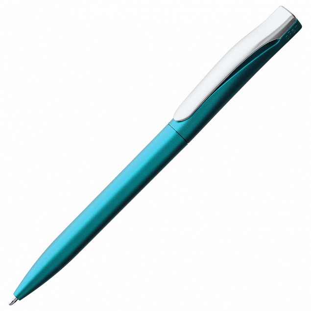 Ручка шариковая Pin Silver, голубая с логотипом в Астрахани заказать по выгодной цене в кибермаркете AvroraStore