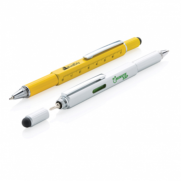 Многофункциональная ручка 5 в 1, желтый с логотипом в Астрахани заказать по выгодной цене в кибермаркете AvroraStore