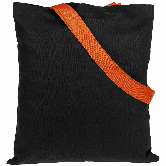 Холщовая сумка BrighTone, черная с оранжевыми ручками с логотипом в Астрахани заказать по выгодной цене в кибермаркете AvroraStore