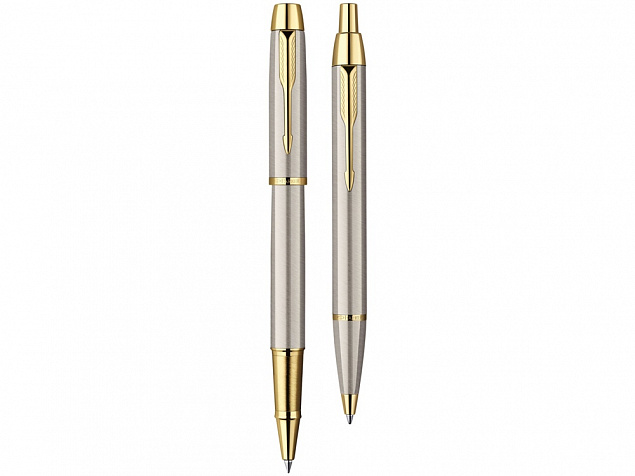 Набор Parker IM Core Brushed Metal GT: ручка шариковая, ручка роллер с логотипом в Астрахани заказать по выгодной цене в кибермаркете AvroraStore