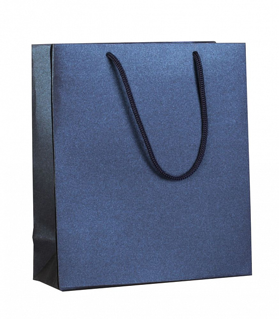Пакет бумажный «Блеск», малый, синий с логотипом в Астрахани заказать по выгодной цене в кибермаркете AvroraStore