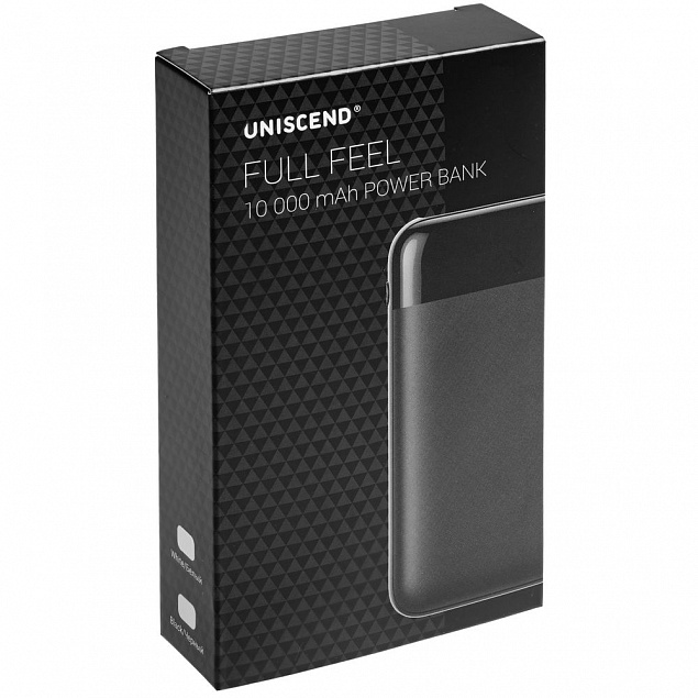 Внешний аккумулятор Uniscend Full Feel 10000 mAh с индикатором заряда, черный с логотипом в Астрахани заказать по выгодной цене в кибермаркете AvroraStore
