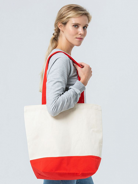 Холщовая сумка Shopaholic, красная с логотипом в Астрахани заказать по выгодной цене в кибермаркете AvroraStore