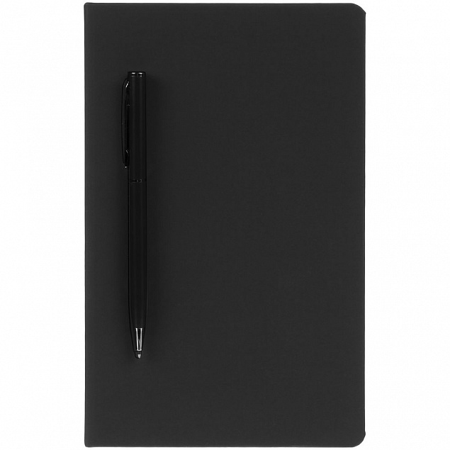 Ежедневник Magnet Shall с ручкой, черный с логотипом в Астрахани заказать по выгодной цене в кибермаркете AvroraStore