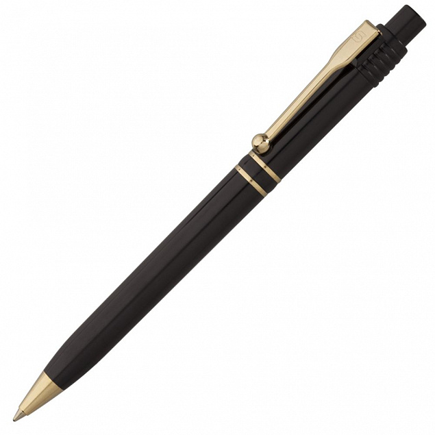 Ручка шариковая Raja Gold, черная с логотипом в Астрахани заказать по выгодной цене в кибермаркете AvroraStore