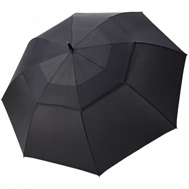 Зонт-трость Fiber Golf Air, черный с логотипом в Астрахани заказать по выгодной цене в кибермаркете AvroraStore
