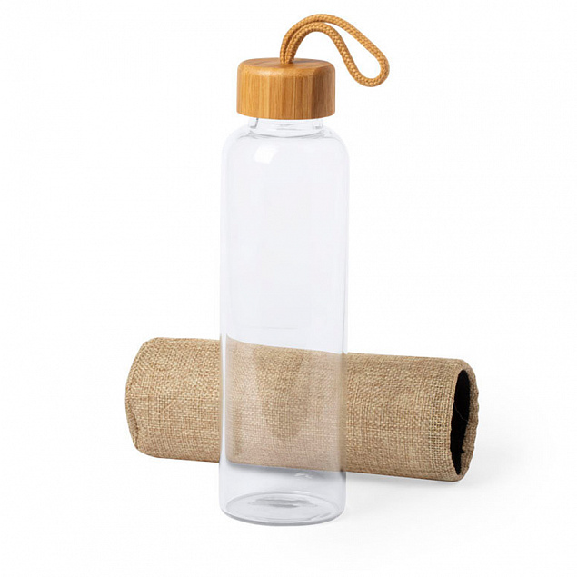 Бутылка для воды KASFOL, стекло, бамбук, 500 мл с логотипом в Астрахани заказать по выгодной цене в кибермаркете AvroraStore