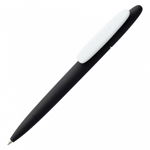 Ручка шариковая Prodir DS5 TRR-P Soft Touch, черная с белым с логотипом в Астрахани заказать по выгодной цене в кибермаркете AvroraStore