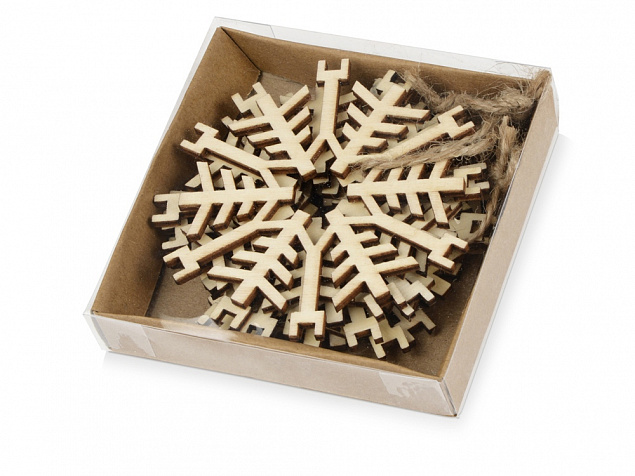 Набор деревянных снежинок с логотипом в Астрахани заказать по выгодной цене в кибермаркете AvroraStore