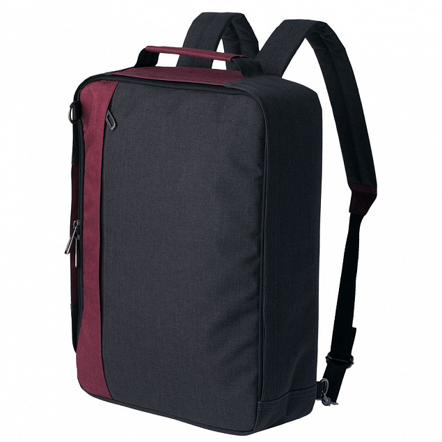 Рюкзак для ноутбука 2 в 1 twoFold, серый с бордовым с логотипом в Астрахани заказать по выгодной цене в кибермаркете AvroraStore