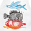 Фартук «Морские обитатели», белый с логотипом в Астрахани заказать по выгодной цене в кибермаркете AvroraStore