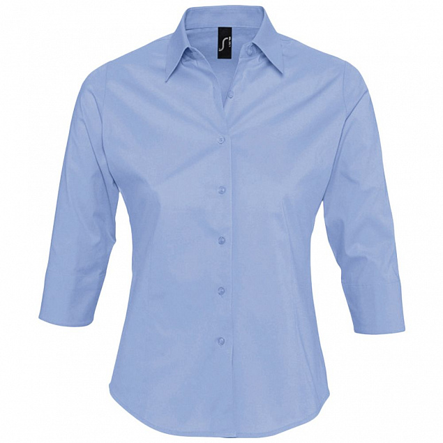 Рубашка женская с рукавом 3/4 EFFECT 140, голубая с логотипом в Астрахани заказать по выгодной цене в кибермаркете AvroraStore