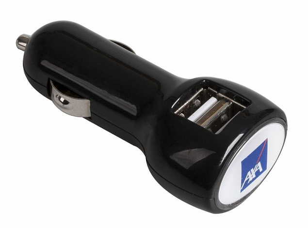 Автомобильное зарядное устройство с подсветкой Logocharger, черное с логотипом в Астрахани заказать по выгодной цене в кибермаркете AvroraStore