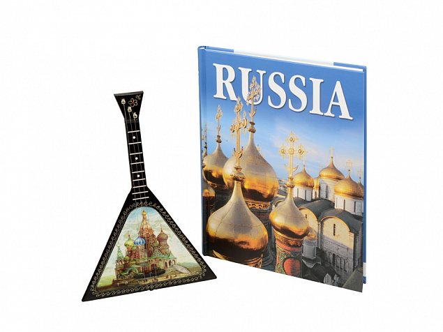 Подарочный набор Музыкальная Россия: балалайка, книга  RUSSIA с логотипом в Астрахани заказать по выгодной цене в кибермаркете AvroraStore