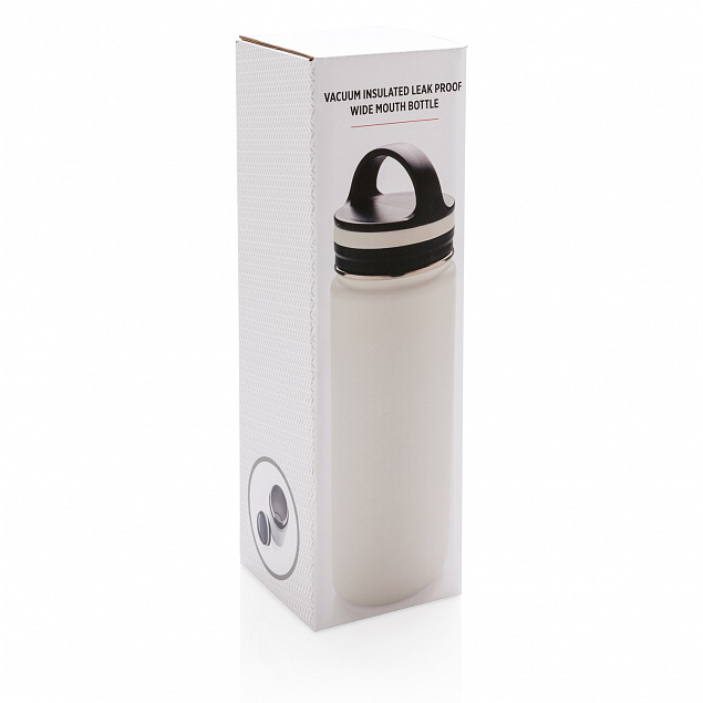Герметичная вакуумная бутылка с широким горлышком, белая с логотипом в Астрахани заказать по выгодной цене в кибермаркете AvroraStore