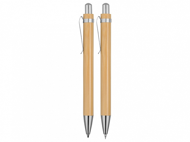 Набор Bamboo: шариковая ручка и механический карандаш с логотипом в Астрахани заказать по выгодной цене в кибермаркете AvroraStore