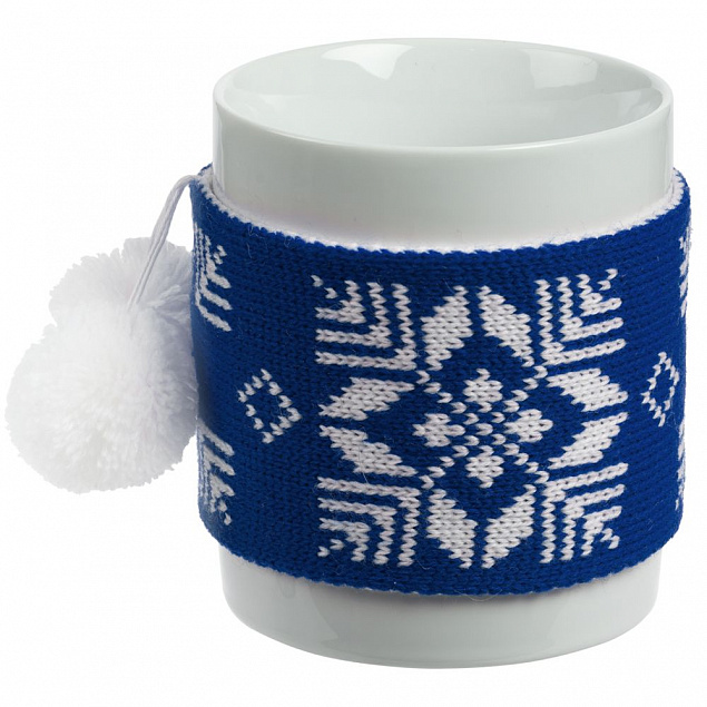 Кружка с манжетой «Снежинки», синяя с логотипом в Астрахани заказать по выгодной цене в кибермаркете AvroraStore