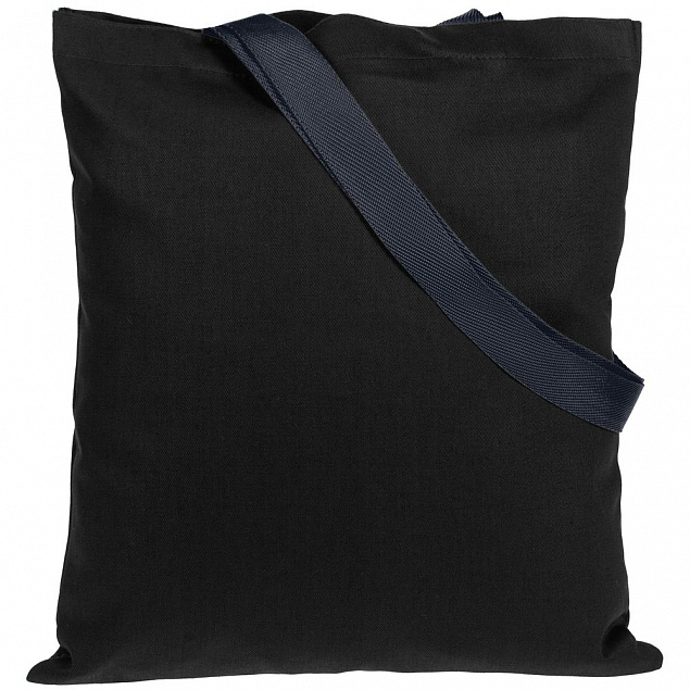 Холщовая сумка BrighTone, черная с темно-синими ручками с логотипом в Астрахани заказать по выгодной цене в кибермаркете AvroraStore