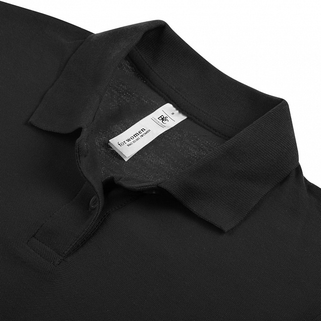 Рубашка поло женская ID.001 черная с логотипом в Астрахани заказать по выгодной цене в кибермаркете AvroraStore