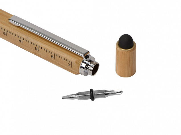 Ручка-стилус из бамбука Tool с уровнем и отверткой с логотипом в Астрахани заказать по выгодной цене в кибермаркете AvroraStore
