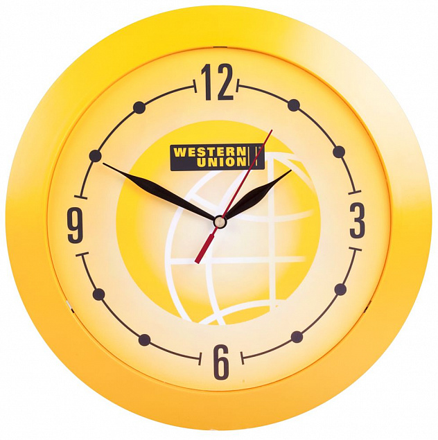 Часы настенные Vivid large, желтые с логотипом в Астрахани заказать по выгодной цене в кибермаркете AvroraStore