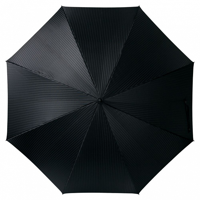 Зонт-трость с фактурной тканью Ricardo, черный с логотипом в Астрахани заказать по выгодной цене в кибермаркете AvroraStore