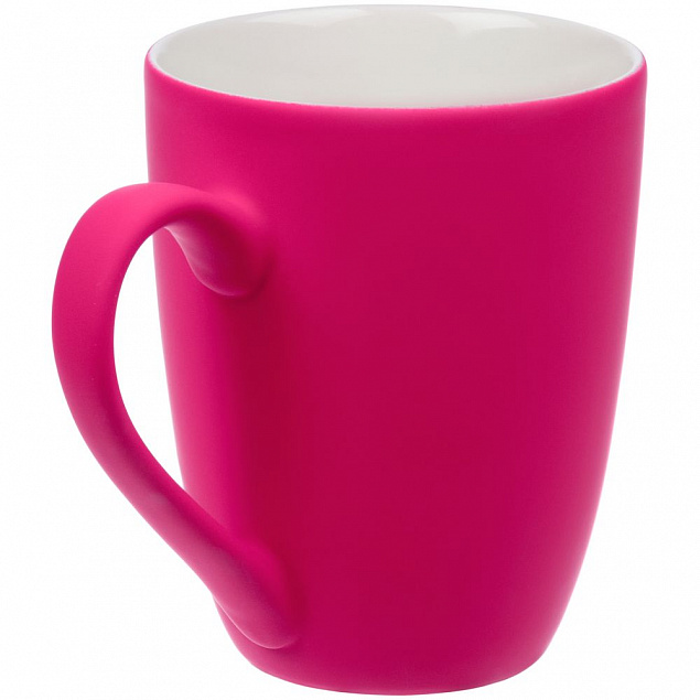Кружка Good Morning с покрытием софт-тач, ярко-розовая (фуксия) с логотипом в Астрахани заказать по выгодной цене в кибермаркете AvroraStore