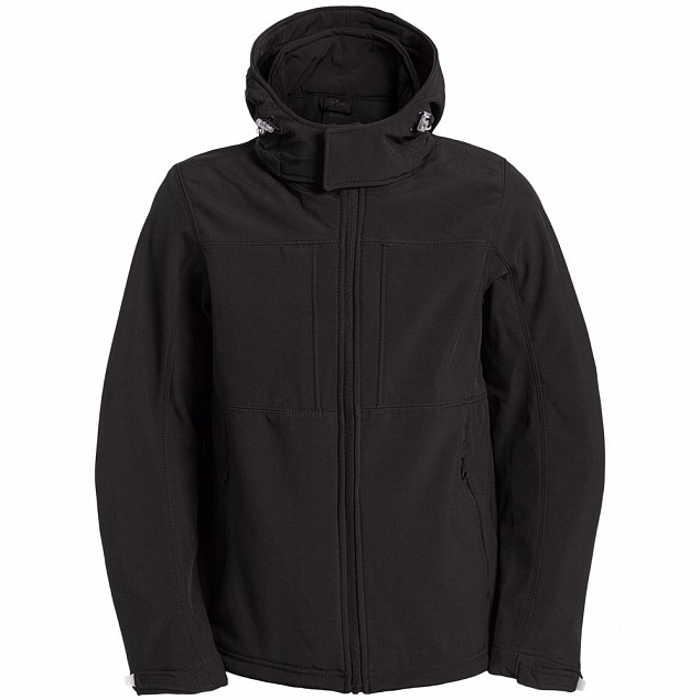 Куртка мужская Hooded Softshell черная с логотипом в Астрахани заказать по выгодной цене в кибермаркете AvroraStore