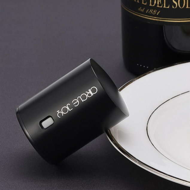 Вакуумная пробка для вина Wine Sealer, черная с логотипом в Астрахани заказать по выгодной цене в кибермаркете AvroraStore