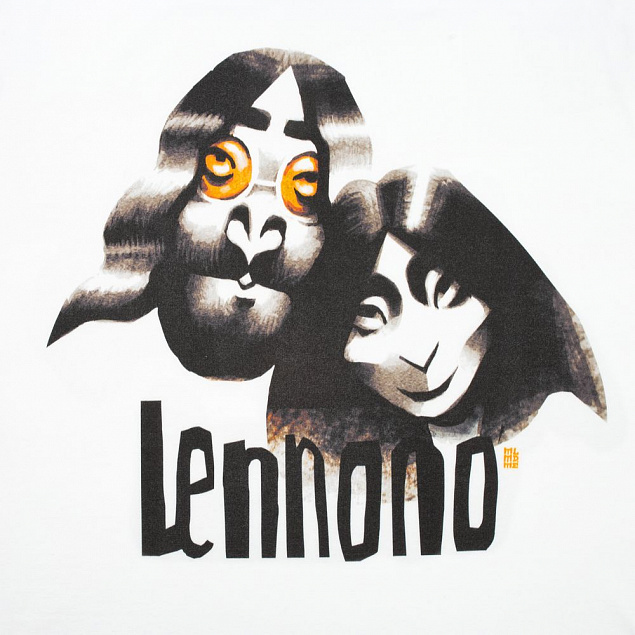 Футболка «Меламед. John Lennon, Yoko Ono», белая с логотипом в Астрахани заказать по выгодной цене в кибермаркете AvroraStore