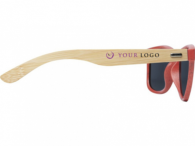 Sun Ray очки с бамбуковой оправой, красный с логотипом в Астрахани заказать по выгодной цене в кибермаркете AvroraStore