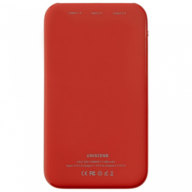 Внешний аккумулятор Uniscend Half Day Compact 5000 мAч, красный с логотипом в Астрахани заказать по выгодной цене в кибермаркете AvroraStore