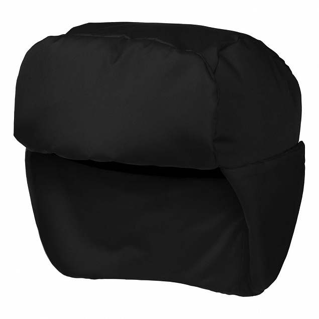 Шапка-ушанка Shelter, черная с логотипом в Астрахани заказать по выгодной цене в кибермаркете AvroraStore