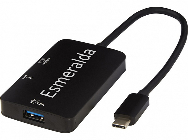 ADAPT Алюминиевый мультимедийный переходник Type-C (USB-A/Type-C/HDMI), черный с логотипом в Астрахани заказать по выгодной цене в кибермаркете AvroraStore