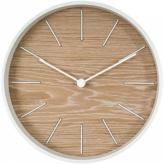 Часы настенные Kudo, беленый дуб с логотипом в Астрахани заказать по выгодной цене в кибермаркете AvroraStore
