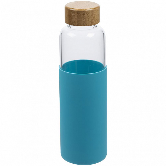 Бутылка для воды Dakar, прозрачная с бирюзовым с логотипом в Астрахани заказать по выгодной цене в кибермаркете AvroraStore