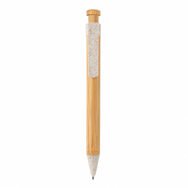 Бамбуковая ручка с клипом из пшеничной соломы с логотипом в Астрахани заказать по выгодной цене в кибермаркете AvroraStore