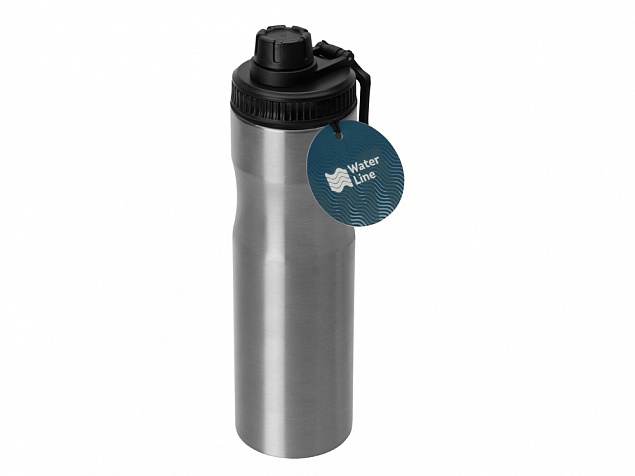 Бутылка для воды Supply Waterline, нерж сталь, 850 мл, серебристый/черный с логотипом в Астрахани заказать по выгодной цене в кибермаркете AvroraStore
