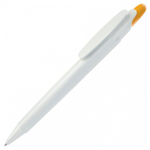 OTTO, ручка шариковая, желтый/белый, пластик с логотипом в Астрахани заказать по выгодной цене в кибермаркете AvroraStore
