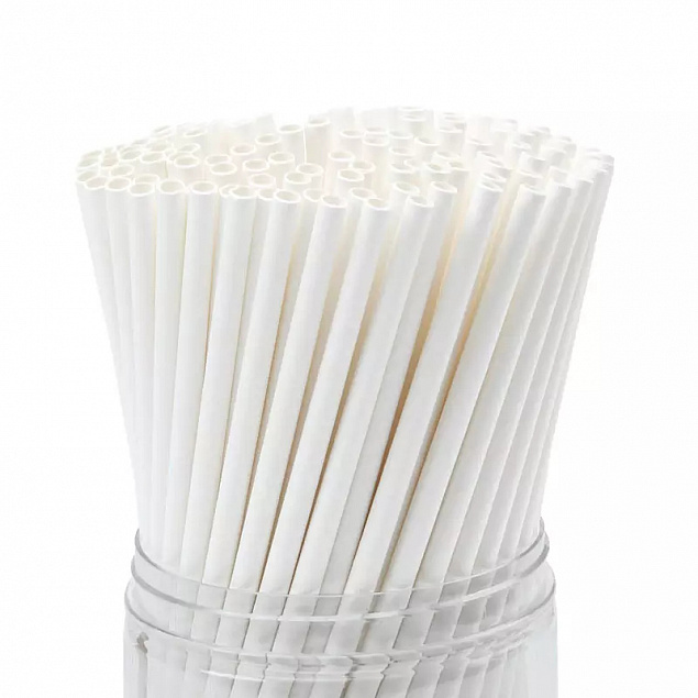 Белая бумажная трубочка , размер 197*6 мм, белая (100 шт в бумажной упаковке) с логотипом в Астрахани заказать по выгодной цене в кибермаркете AvroraStore