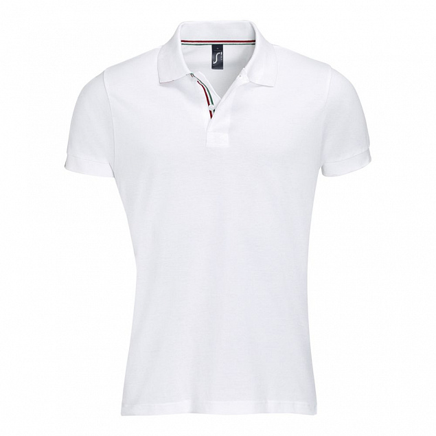 Рубашка поло мужская Patriot 200, белая с красным с логотипом в Астрахани заказать по выгодной цене в кибермаркете AvroraStore