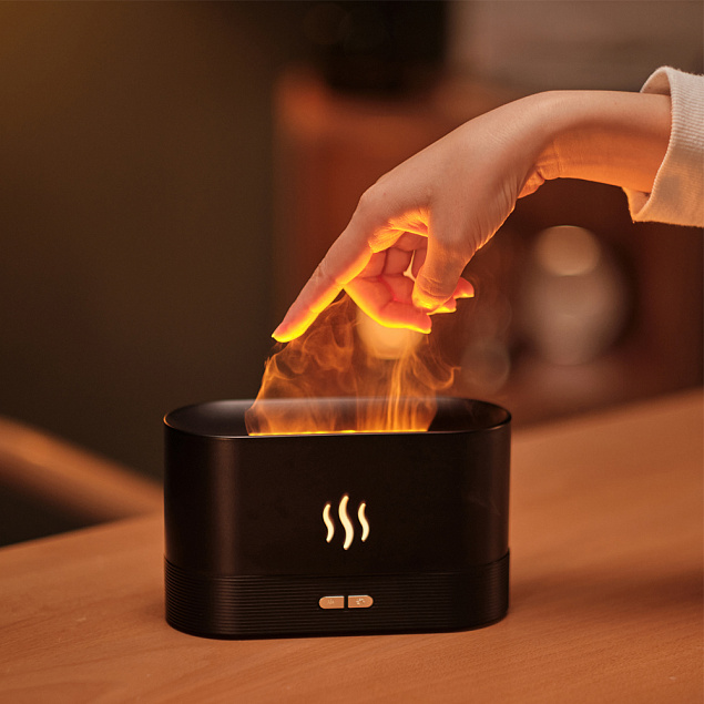 USB арома увлажнитель воздуха Flame со светодиодной подсветкой - изображением огня с логотипом в Астрахани заказать по выгодной цене в кибермаркете AvroraStore
