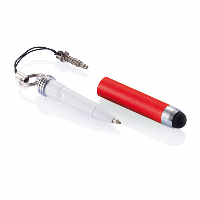 Брелок для ключей с ручкой-стилусом, красный с логотипом в Астрахани заказать по выгодной цене в кибермаркете AvroraStore