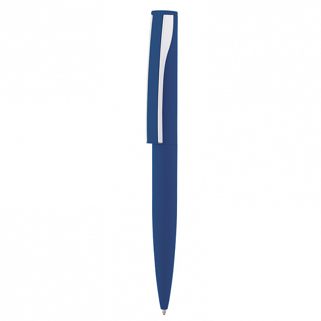 Ручка шариковая "Dial", темно-синий/серебристый, покрытие soft touch с логотипом в Астрахани заказать по выгодной цене в кибермаркете AvroraStore