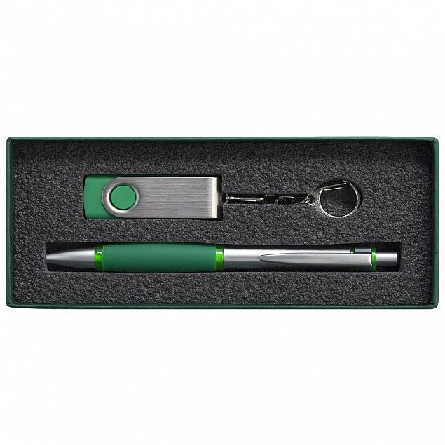 Набор Notes: ручка и флешка 8 Гб, зеленый с логотипом в Астрахани заказать по выгодной цене в кибермаркете AvroraStore