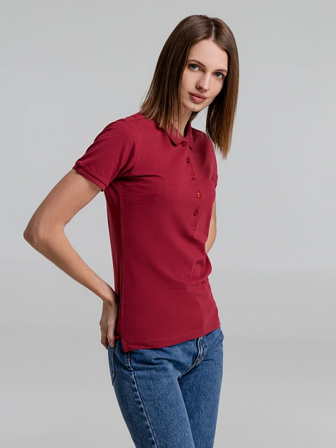 Рубашка поло женская Neptune, вишнево-красная с логотипом в Астрахани заказать по выгодной цене в кибермаркете AvroraStore