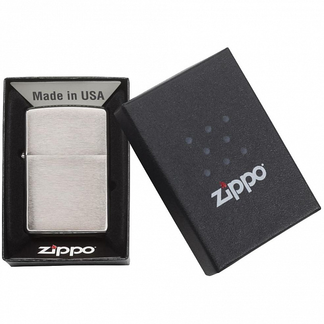 Зажигалка Zippo Classic Brushed, серебристая с логотипом в Астрахани заказать по выгодной цене в кибермаркете AvroraStore