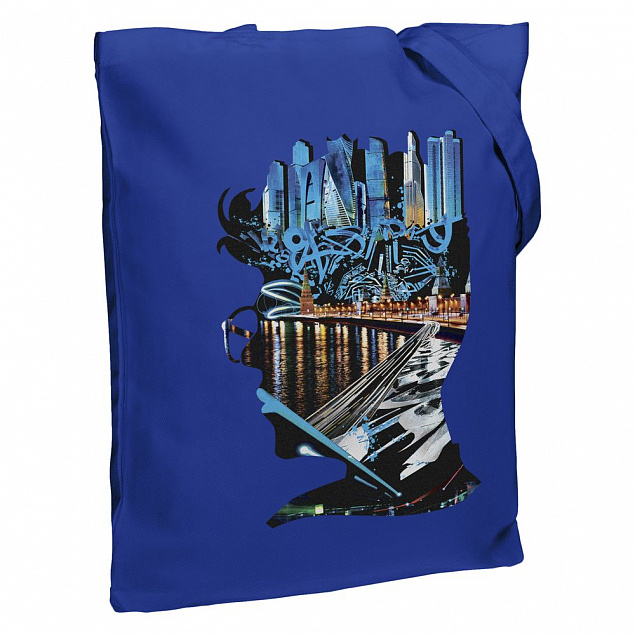 Холщовая сумка Moscow Boy, ярко-синяя с логотипом в Астрахани заказать по выгодной цене в кибермаркете AvroraStore