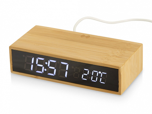 Часы настольные с беспроводной зарядкой «Index», 10 Вт с логотипом в Астрахани заказать по выгодной цене в кибермаркете AvroraStore