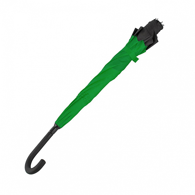 Зонт-трость механический  Chaplin, черно-зеленый с логотипом в Астрахани заказать по выгодной цене в кибермаркете AvroraStore